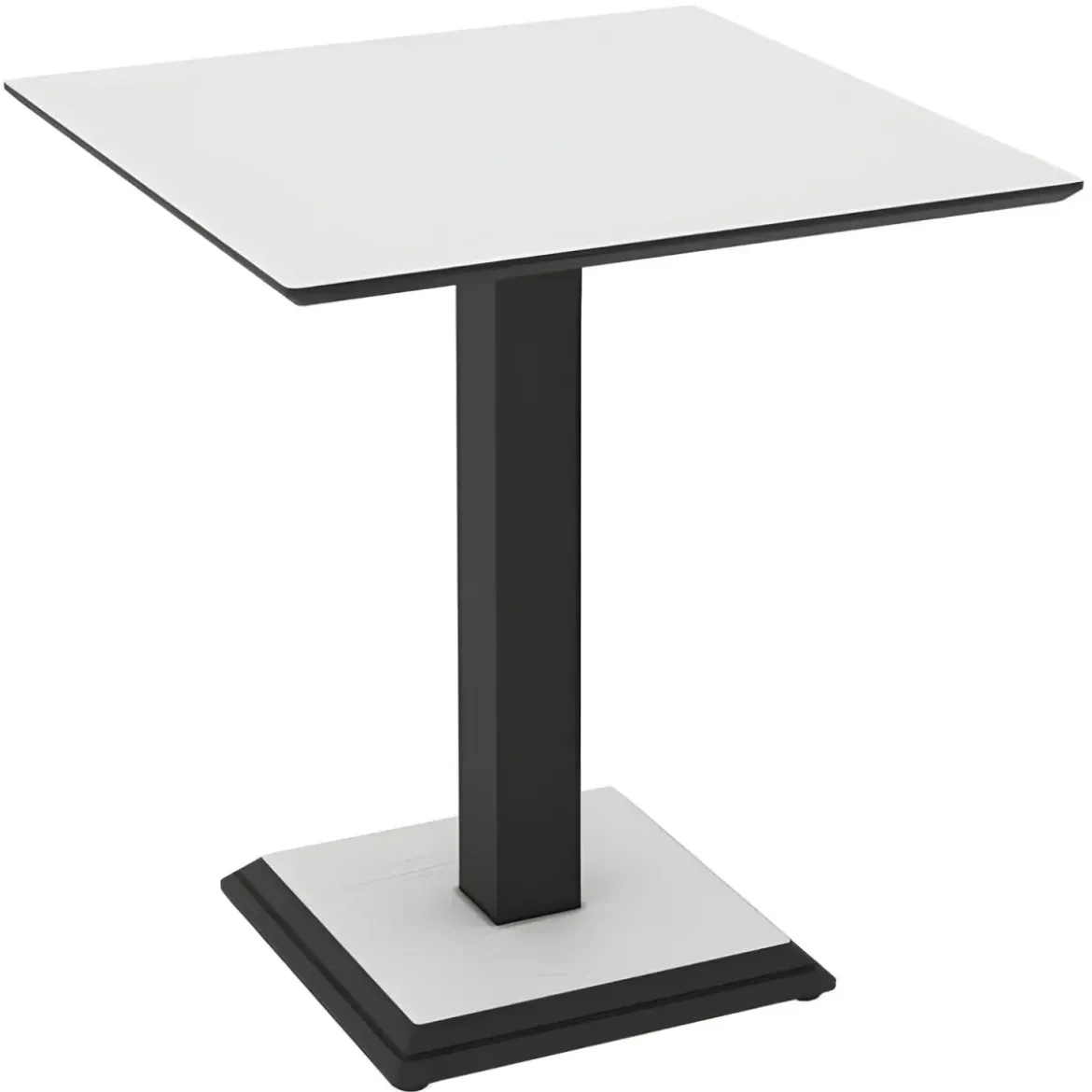 Tavolo Quadrato Bianco Frassinato 68x68 cm da Pranzo Moderno Gambe Metallo