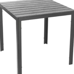 Tavolo Quadrato da Esterno in Acciaio e HDPE Effetto Legno 78x78x74cm