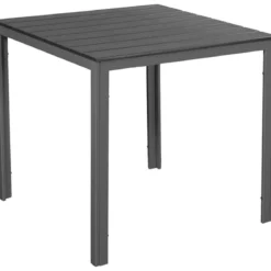 Tavolo Quadrato da Esterno in Acciaio e HDPE Effetto Legno 78x78x74cm
