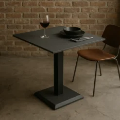 Tavolo Quadrato Nero Ossido 68x68 cm da Soggiorno Moderno Gambe Metallo