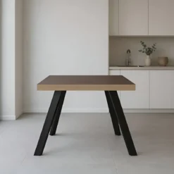 Tavolo Quadrato 80x80 cm da Pranzo Piano Legno Chiaro Struttura Nera