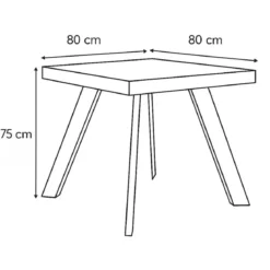 Tavolo Quadrato 80x80 cm da Pranzo Piano Legno Chiaro Struttura Nera