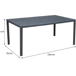 Tavolo Rettangolare 156x78 Acciaio Antracite Effetto Legno da Esterno