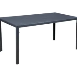 Tavolo Rettangolare 156x78 Acciaio Antracite Effetto Legno da Esterno