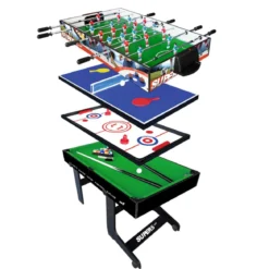 Tavolo Richiudibile 5in1 Biliardino Ping Pong Hockey Curling Biliardo Con Palline