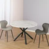 Tavolo Rotondo Marmo Opaco con Gambe Intrecciate Nere Diametro 120