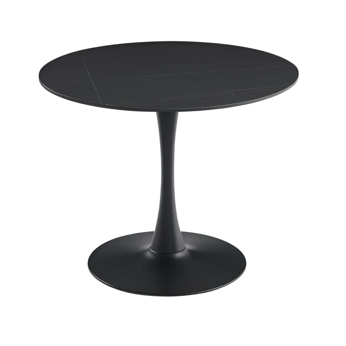 Tavolo Rotondo Nero Opaco e Oro Diametro di 120 cm per Sala da Pranzo