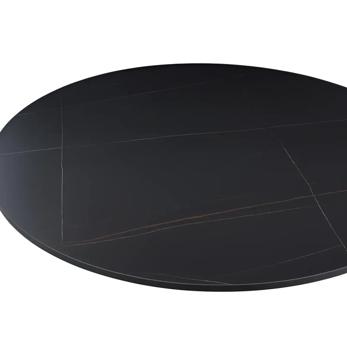 Tavolo Rotondo Nero Opaco e Oro Diametro di 120 cm per Sala da Pranzo