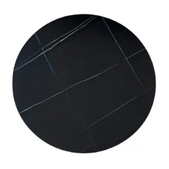 Tavolo Rotondo Nero Opaco e Oro Diametro di 120 cm per Sala da Pranzo
