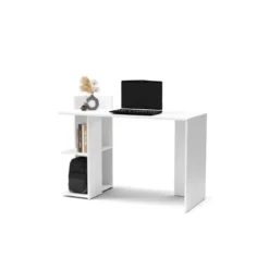 Tavolo Scrivania 120cm con 2 Ripiani Aperti Bianco