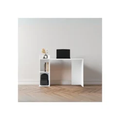 Tavolo Scrivania 120cm con 2 Ripiani Aperti Bianco