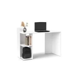 Tavolo Scrivania 120cm con 2 Ripiani Aperti Bianco