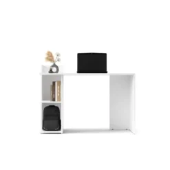 Tavolo Scrivania 120cm con 2 Ripiani Aperti Bianco
