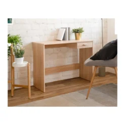 Tavolo Scrivania 90 cm Rovere con Cassetto Porta Pc Cameretta Scrittorio Ufficio