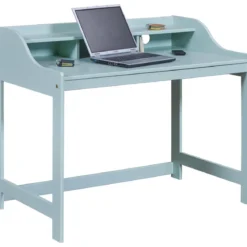 Tavolo Scrivania in Legno Verde Salvia per Bambini con Vani Portaoggetti