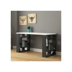 Tavolo Scrivania Moderna con Libreria Ripiani Tavolo Porta PC per Camera Ufficio