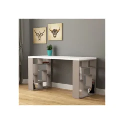 Tavolo Scrivania per Studio in Legno Porta PC con Libreria Ufficio Moderna Sala