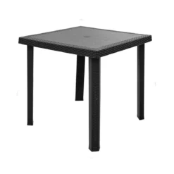 Tavolo 80x80 Antracite in Resina Polirattan Plastica Quadrato Giardino Esterno
