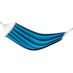 Telo Amaca con Asse in Legno 80x200 cm da Esterno Cotone Blu Verde