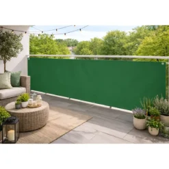 Telo Antisguardo Balcone 75x500 cm Verde PVC Occhielli Alluminio
