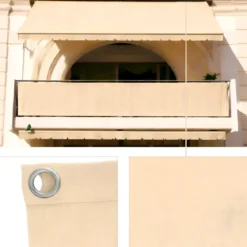 Telo Antisguardo Balcone 75x500 cm Beige PVC Occhielli Alluminio