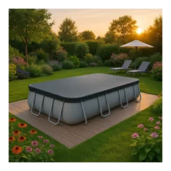 Telo Copertura Piscina Rettangolare 488x244 cm Invernale con Drenaggio