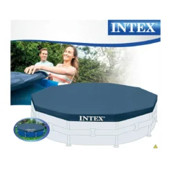 Telo Copri Piscina Frame 366 cm Rotonda Protezione Intex Copertura da Esterno
