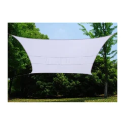 Tenda a Vela Qudrata 3x3 Bianca Anelli Telo Ombreggiante da Giardino Parasole