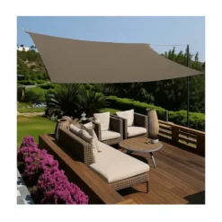Tenda a Vela Rettangolare 4x5 m Tortora Impermeabile da Esterno