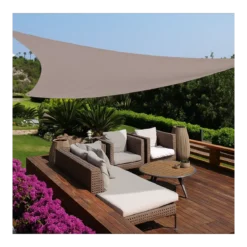 Tenda a Vela Triangolare 3x3 m Tortora per Ombreggiare Zone Esterne