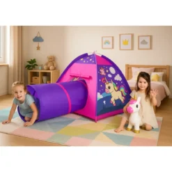 Tenda da Gioco per Bambini Unicorno con Tunnel per Cameretta Pieghevole