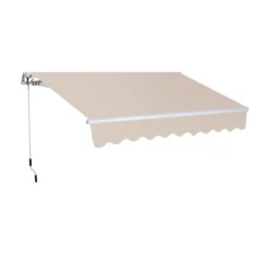 Tenda da Sole a Bracci Retrattili 300x200 Beige con Rullo per Esterno da Balcone