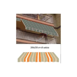 Tenda da Sole a Caduta Arancione 200x250 con Bracci Balcone per Esterno Parasole