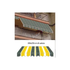 Tenda da Sole a Caduta Gialla 200x250 con Bracci Balcone Rullo Esterno Parasole