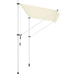 Tenda da Sole a Caduta Senza Viti 250x130 Altezza Regolabile Beige