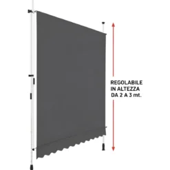 Tenda da Sole a Caduta Senza Viti 300x130 Altezza Regolabile Antracite