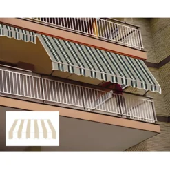 Tenda da Sole a Caduta 100x245 cm Balcone Alluminio Poliestere Beige