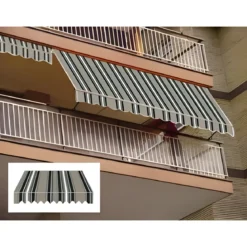 Tenda da Sole a Caduta 100x245 cm per Balcone Poliestere Verde