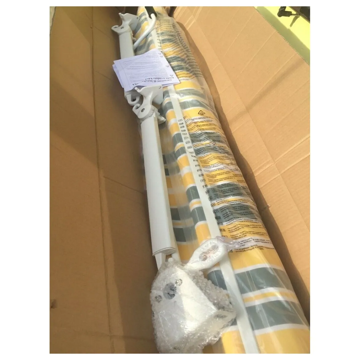 Tenda da Sole a Caduta 300x250 Gialla con Bracci Balcone Rullo Esterno Parasole