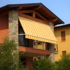 Tenda da Sole a Caduta 300x250 Riga Giallo Bianco Bracci Senza Cassone