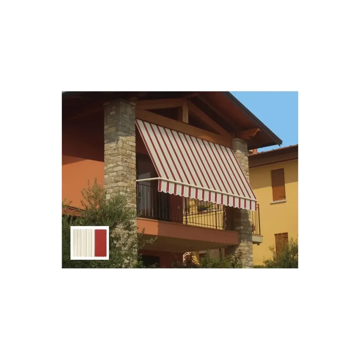 Tenda da Sole a Caduta 200x250 Riga Rossa con Bracci Senza Cassone
