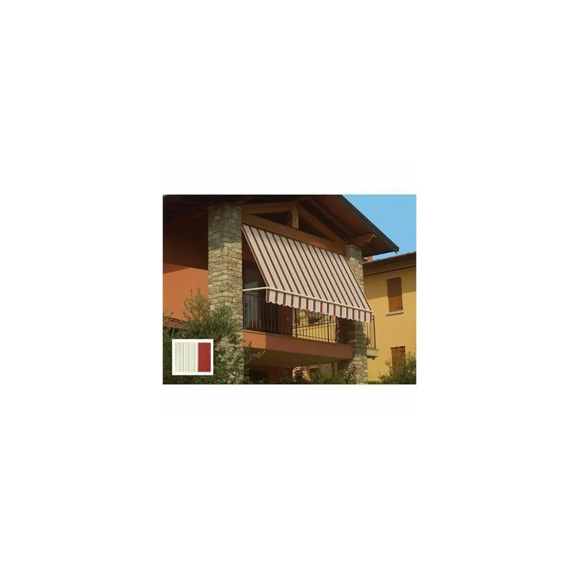 Tenda da Sole a Caduta 250x250 Riga Rossa con Bracci Senza Cassone