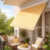 Tenda da Sole a Caduta 80x250 Rigato Giallo Bianco Cassonata da Esterno