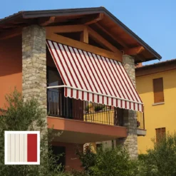 Tenda da Sole a Caduta 100x250 Rigato Bordeaux Crema Senza Cassone