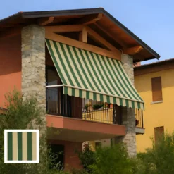 Tenda da Sole a Caduta 400x300 Riga Verde Bianco Bracci Senza Cassone