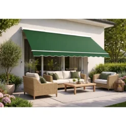 Tenda da Sole a Caduta 80x250 Verde Cassonata con Bracci da Esterno