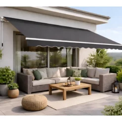 Tenda da Sole Antracite 300x200 a Barra Quadra con Bracci Retrattili