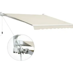 Tenda da Sole Avvolgibile a Barra Quadra 250x200 cm Beige da Esterno