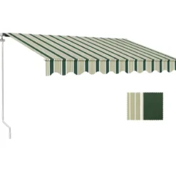 Tenda da Sole Avvolgibile Barra Quadra 250x200 cm Verde Bianco