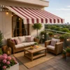 Tenda da Sole Avvolgibile Barra Quadra 250x200 cm Bordeaux Crema
